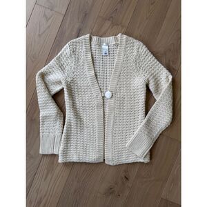 Old Navy Cream Open-Knit Button Cardigan